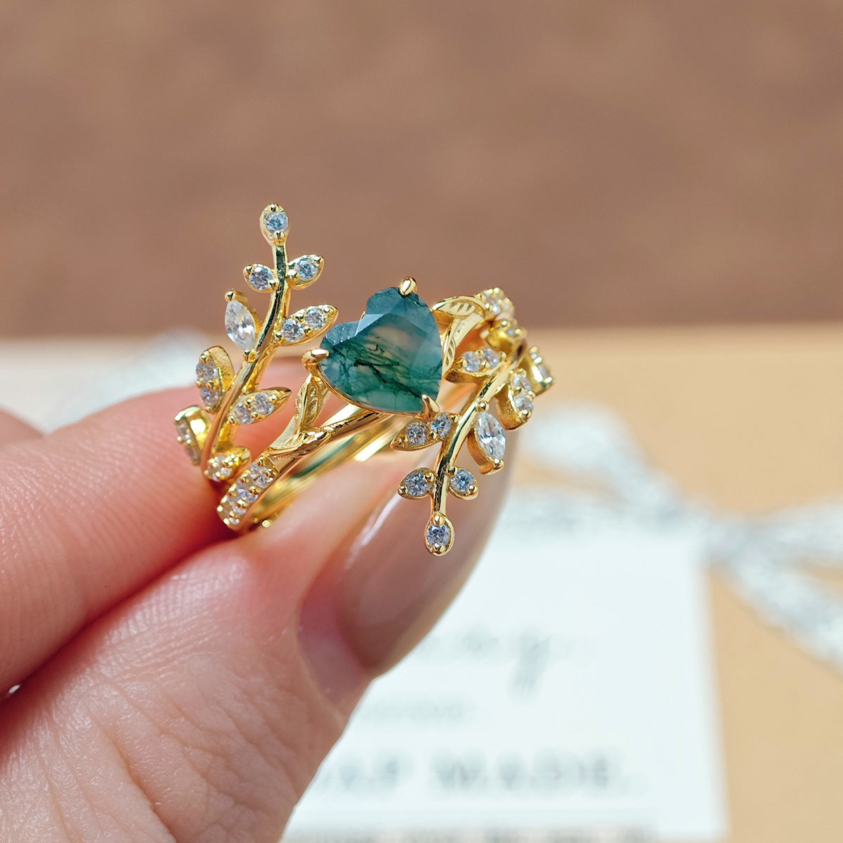 Aquatic Agate S925 Silver Ring Set Mori Retro