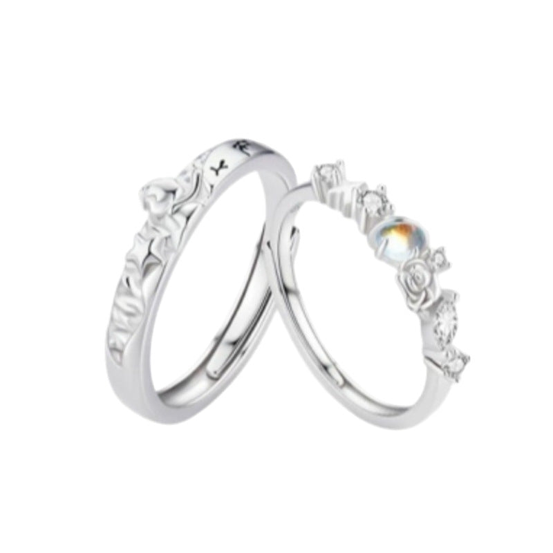 Little Prince and Rose Couple Rings