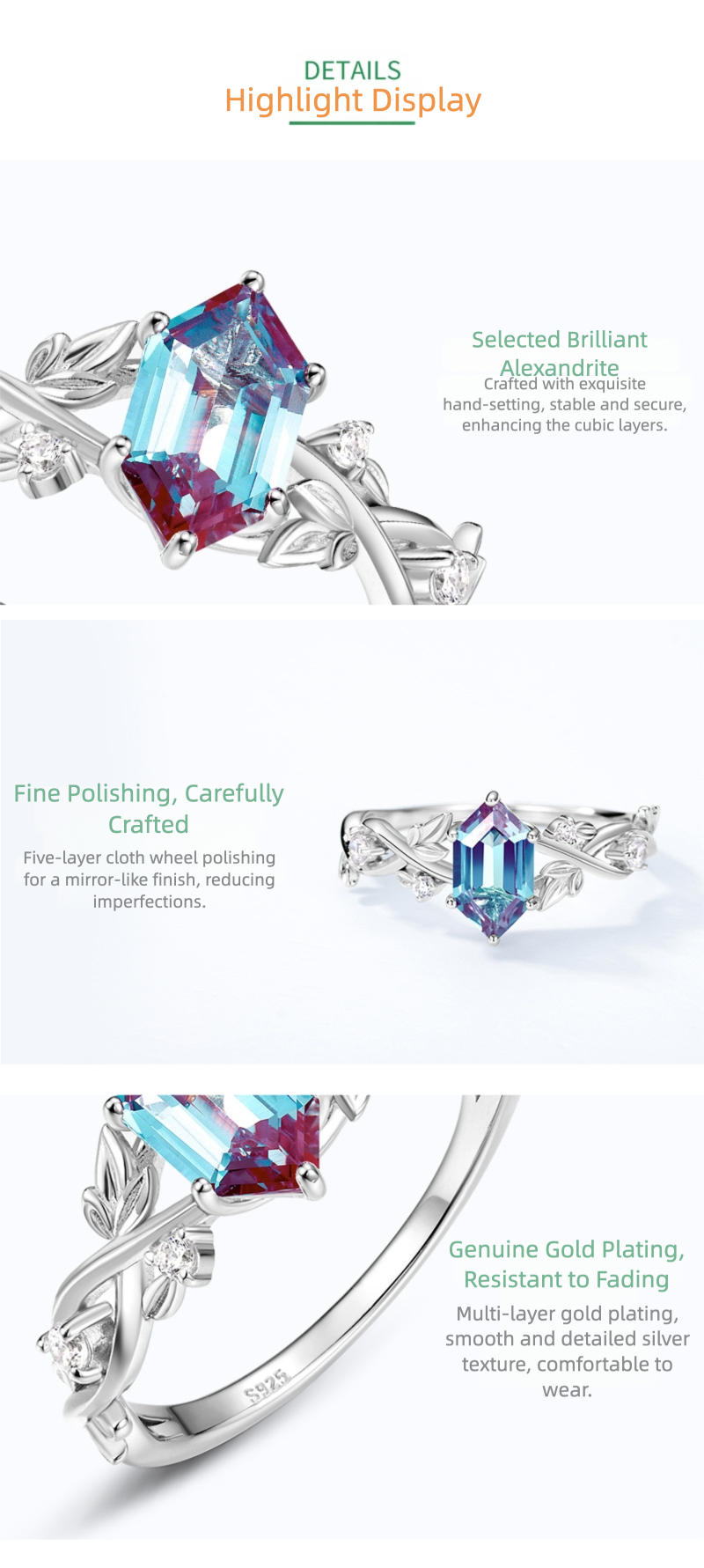 Nature Inspired Alexandrite Ring